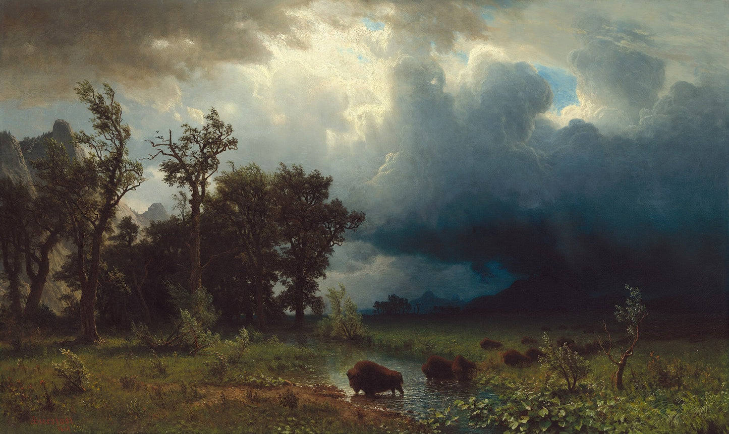 Buffalo Trail,The Impending Storm by Albert Bierstadt