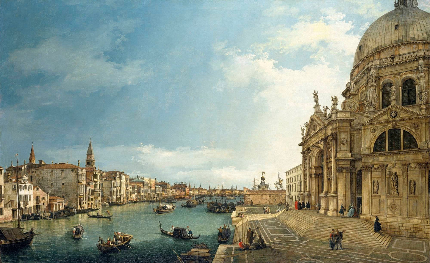 Venice: The Grand Canal with Santa Maria della Salute,towards the Bacino by Canaletto