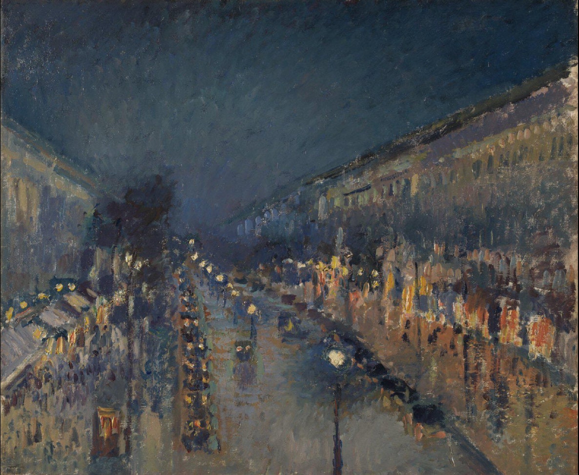 The Boulevard Montmartre at Night 1897 by Camille Pissarro
