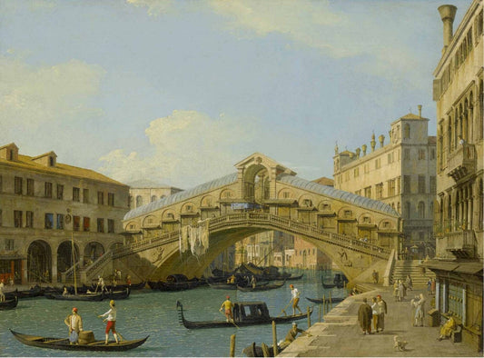 Venice, A View Of The Grand Canal Looking North Towards The Rialto Bridge by Canaletto