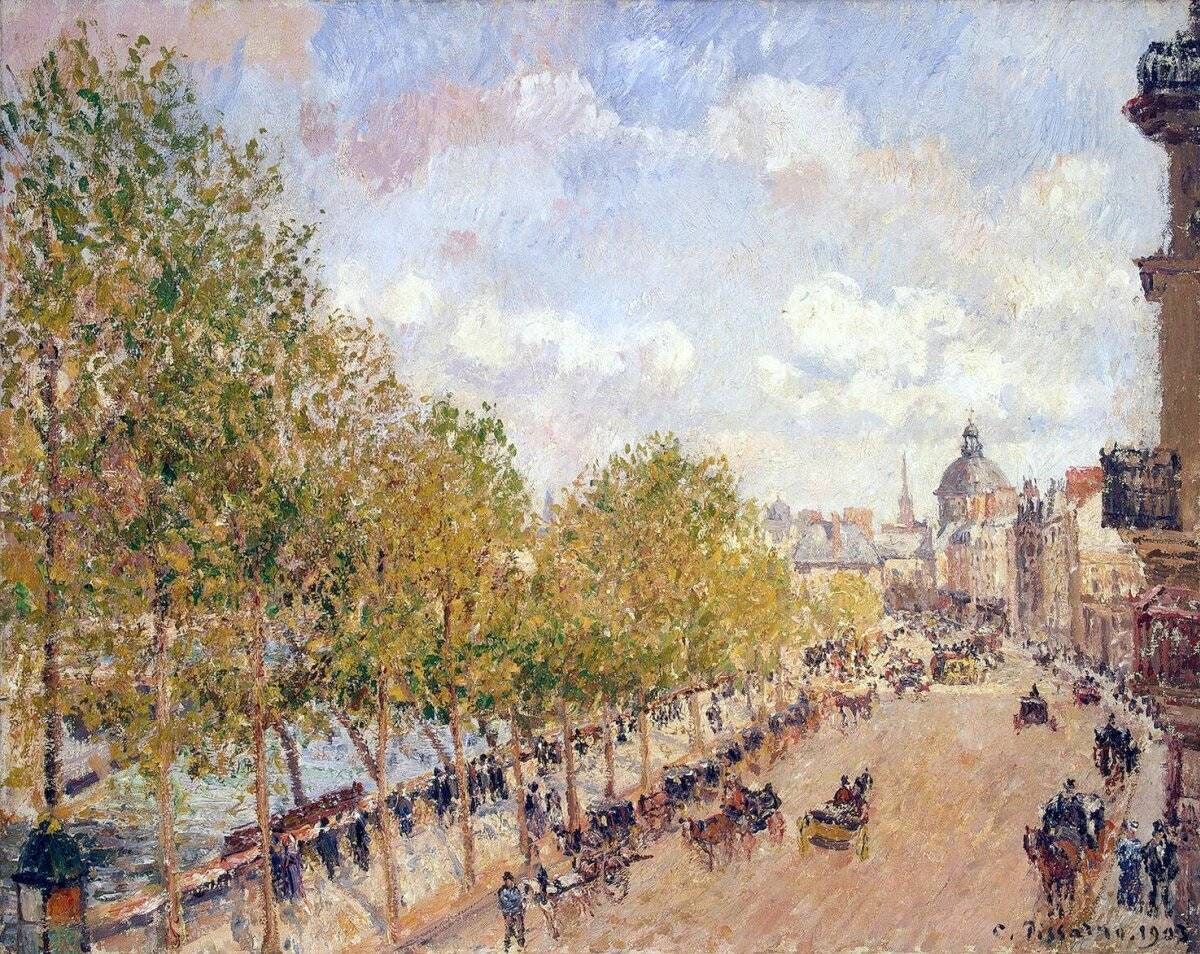 Quai Malaquais,Sunny Afternoon by Camille Pissarro