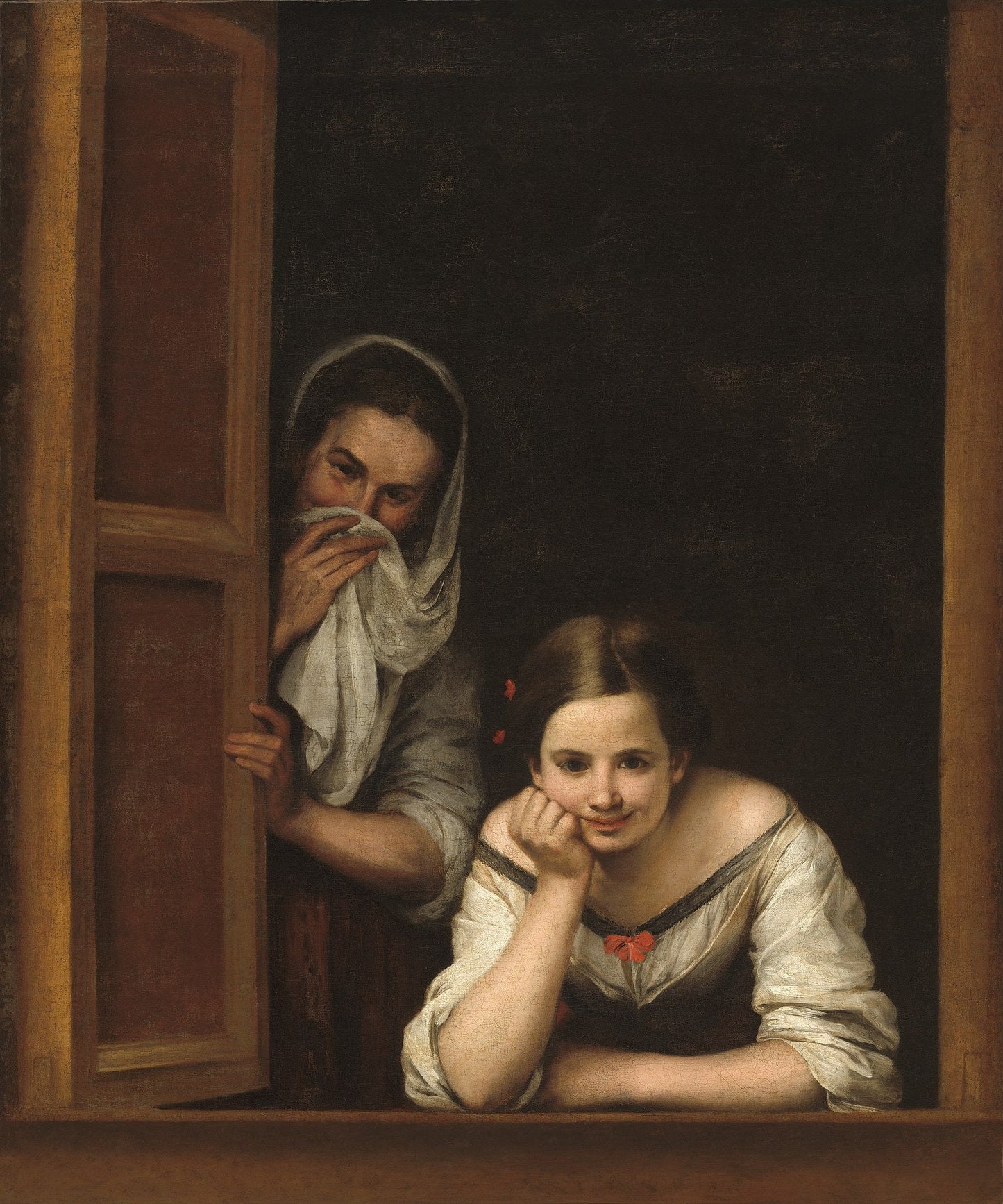 Two Women at a Window 1665-1675 by Bartolome Esteban Murillo